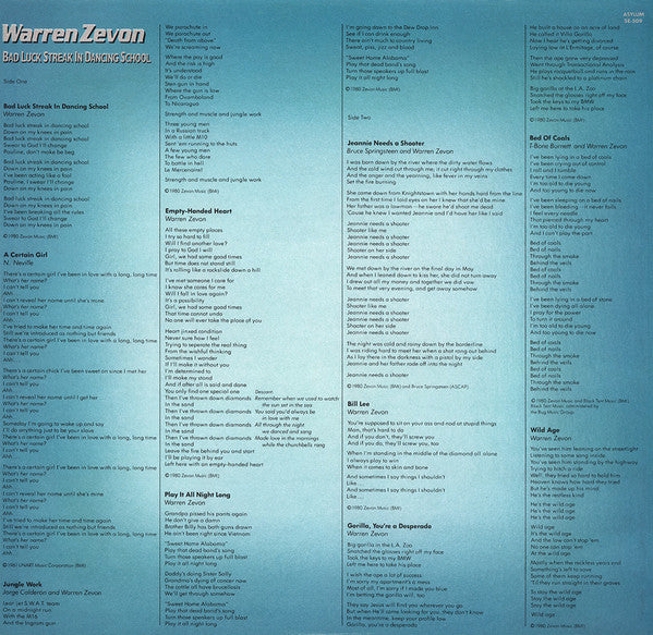 Warren Zevon - Bad Luck Streak In Dancing School (LP Tweedehands) - Discords.nl