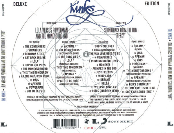 The Kinks : Lola Versus Powerman And The Moneygoround Part One And Percy (CD, Album, RE + CD, Album, Mono, RE + Comp, Dlx, R)