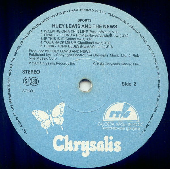 Huey Lewis & The News : Sports (LP, Album)