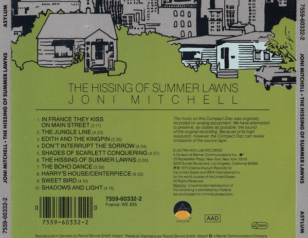 Joni Mitchell : The Hissing Of Summer Lawns (CD, Album, RE)