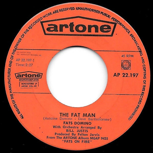 Fats Domino : The Fat Man / I'm A Fool To Care (7", Single)