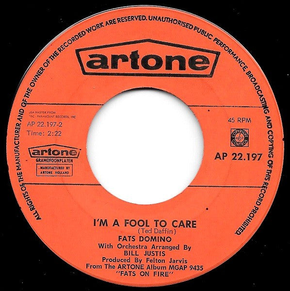 Fats Domino : The Fat Man / I'm A Fool To Care (7", Single)