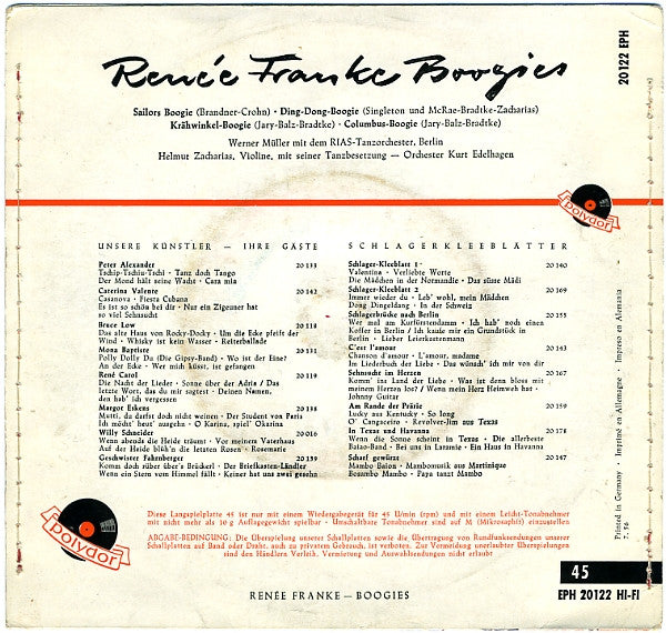 Renée Franke : Boogies (7", EP, Mono)