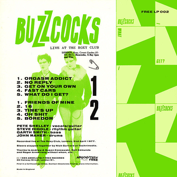 Buzzcocks : Live At The Roxy Club - April '77 (LP, Album)