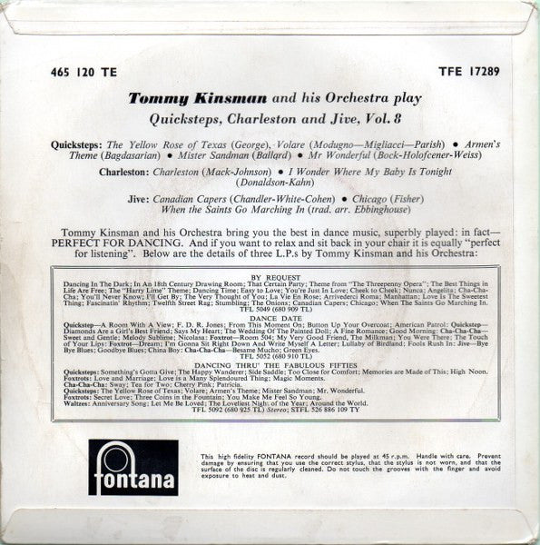 Tommy Kinsman And His Orchestra : Quicksteps, Charleston And Jive Vol.8 (7", EP)