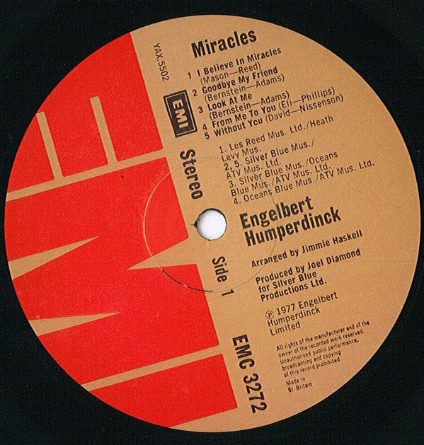 Engelbert Humperdinck : Miracles By Engelbert Humperdinck (LP, Album)