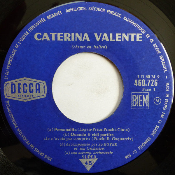 Caterina Valente Accompagnée Par Jo Boyer Et Son Orchestre : Personalita (7", EP)