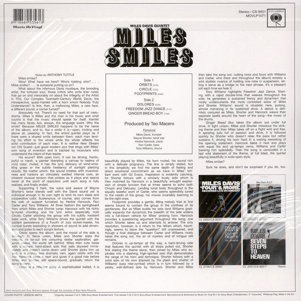 The Miles Davis Quintet : Miles Smiles (LP, Album, RE, 180)