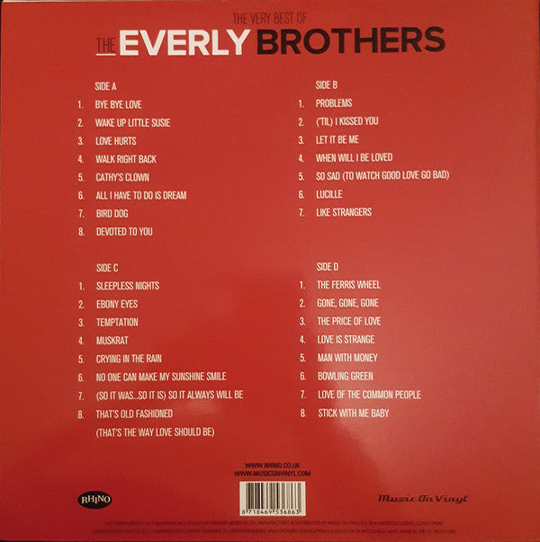 Everly Brothers : The Very Best Of The Everly Brothers (2xLP, Comp, 180)