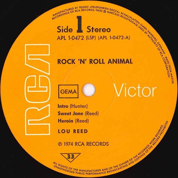 Lou Reed : Rock N Roll Animal (LP, Album, Gat)