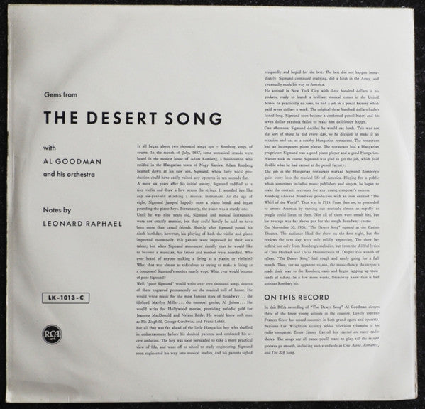 Al Goodman And His Orchestra : Gems From The Desert Song (LP)