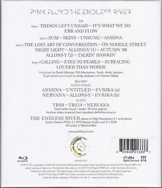 Pink Floyd : The Endless River (CD, Album + Blu-ray, Album, Multichannel + Box, Dl)