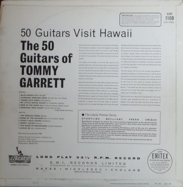 The 50 Guitars Of Tommy Garrett : 50 Guitars Visit Hawaii (LP, Album)