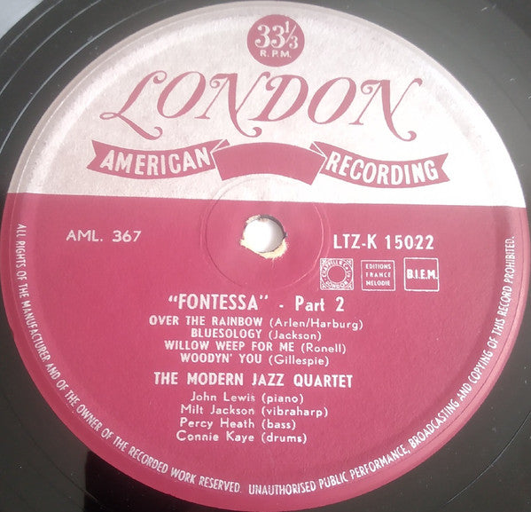 The Modern Jazz Quartet : Fontessa (LP, Album, Mono)