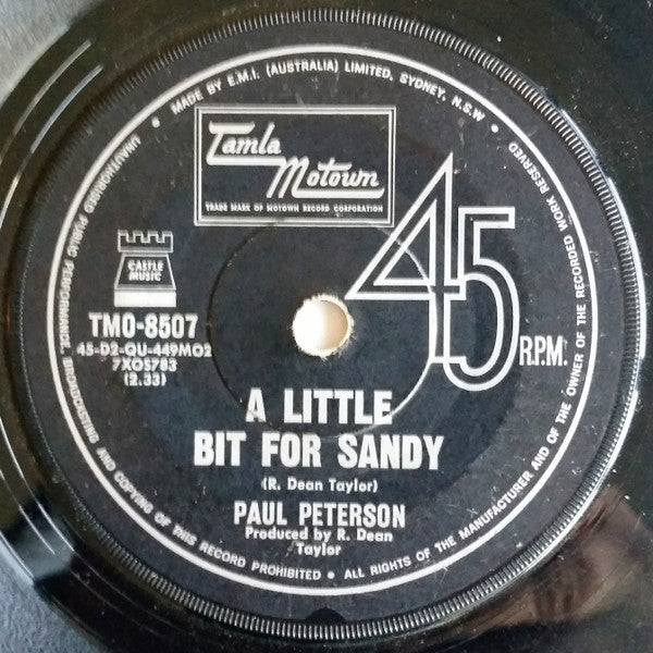 Paul Petersen : A Little Bit For Sandy (7", Single)