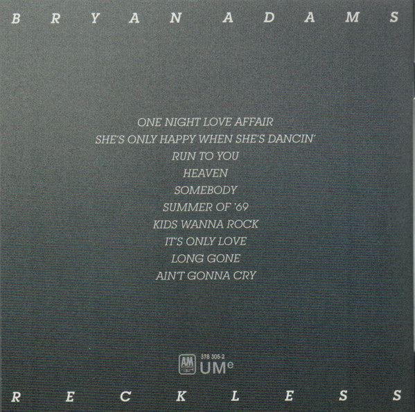 Bryan Adams : Reckless (CD, Album, RE, RM)