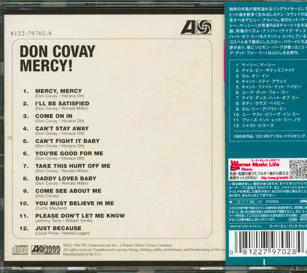 Don Covay & The Goodtimers : Mercy! (CD, Album, RE, RM)