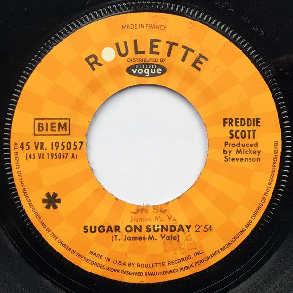 Freddie Scott (2) : Sugar On Sunday  (7", Single)