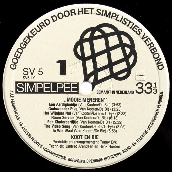 Het Simplisties Verbond : Mooie Meneren - De Vijfde Langspeelpaat Van Het Simplisties Verbond (LP, Album)