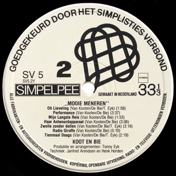 Het Simplisties Verbond : Mooie Meneren - De Vijfde Langspeelpaat Van Het Simplisties Verbond (LP, Album)