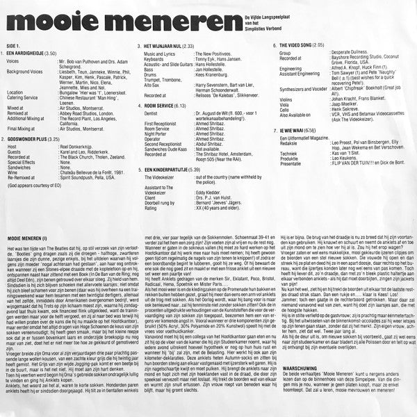 Het Simplisties Verbond : Mooie Meneren - De Vijfde Langspeelpaat Van Het Simplisties Verbond (LP, Album)