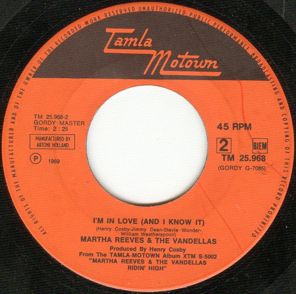 Martha Reeves & The Vandellas : (We've Got) Honey Love / I'm In Love (And I Know It) (7", Single)