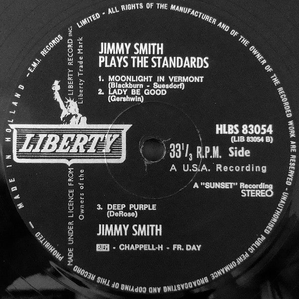 Jimmy Smith : Jimmy Smith Plays The Standards (LP, Comp)