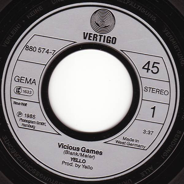 Yello : Vicious Games (7", Single)