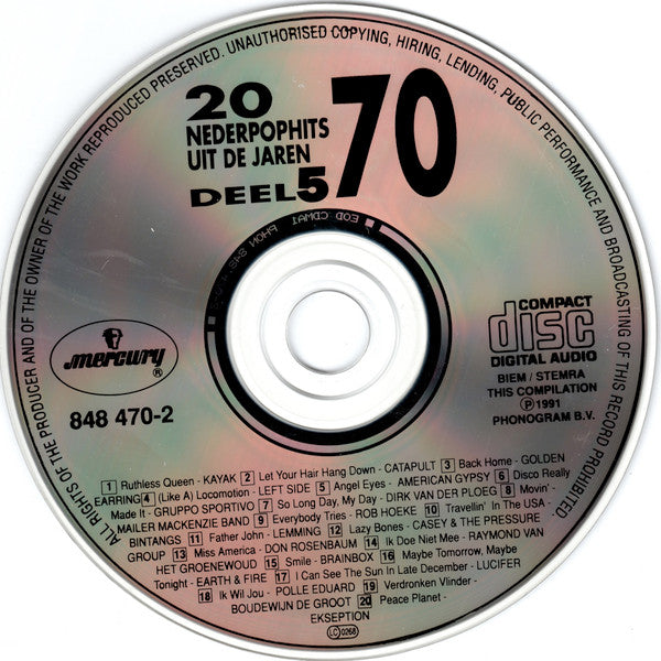 Various : 20 Nederpophits Uit De Jaren 70 Deel 5 (CD, Comp)