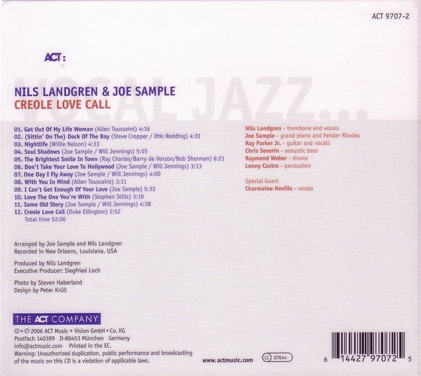 Nils Landgren & Joe Sample : Creole Love Call (CD, Album)