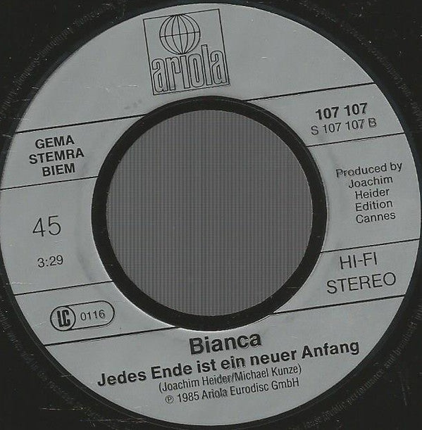 Bianca (51) : Nie Mehr Angst (7", Single)