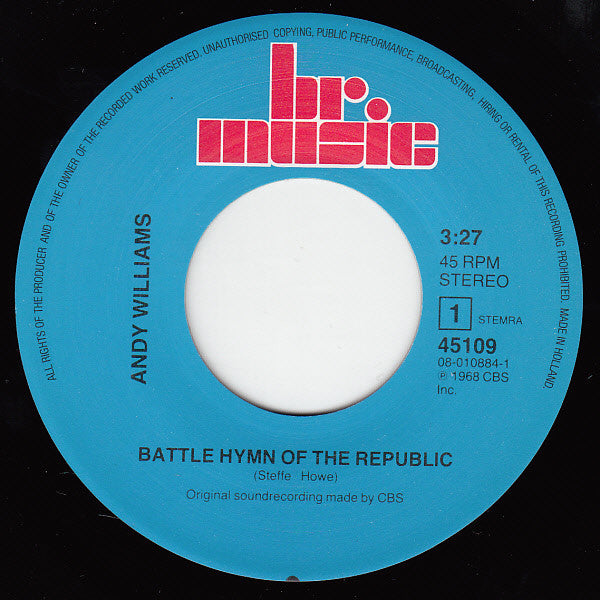 Andy Williams : Battle Hymn Of The Republic (7", Single, RE)
