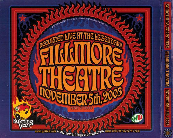 Something Corporate : Fillmore Theatre - November 5th, 2003 (CD, Ltd, Num)