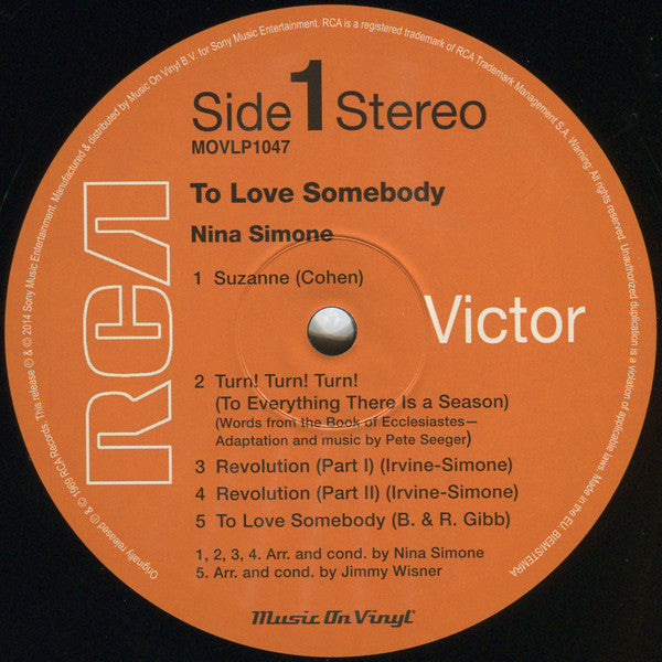 Nina Simone : To Love Somebody (LP, Album, RE, 180)