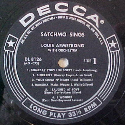 Louis Armstrong : Satchmo Sings (LP, Album)