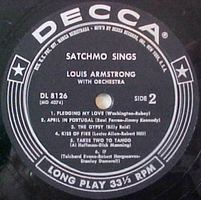 Louis Armstrong : Satchmo Sings (LP, Album)