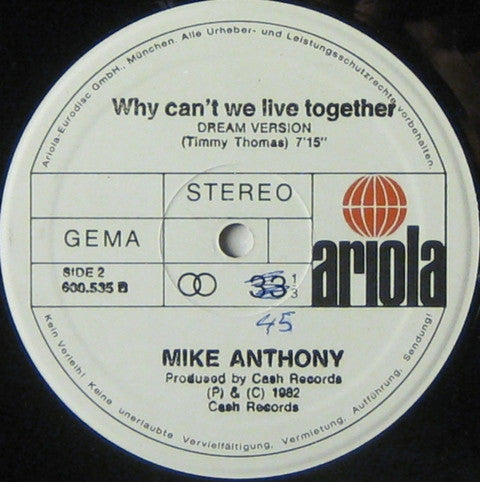 Mike Anthony : Why Can't We Live Together... (12", Maxi)