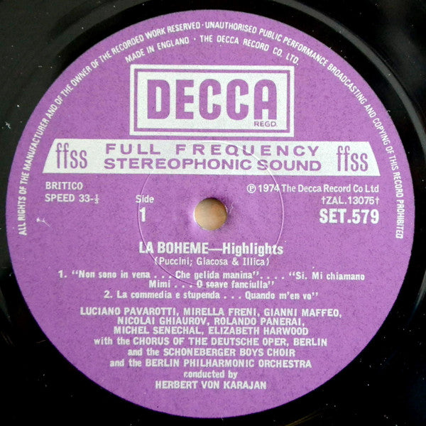 Giacomo Puccini : La Bohème Highlights (LP)