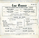 Line Renaud : Line Renaud Dans Plaisirs (Extraits De La Nouvelle Revue Du Casino De Paris "Plaisirs") (7", EP, Mono)