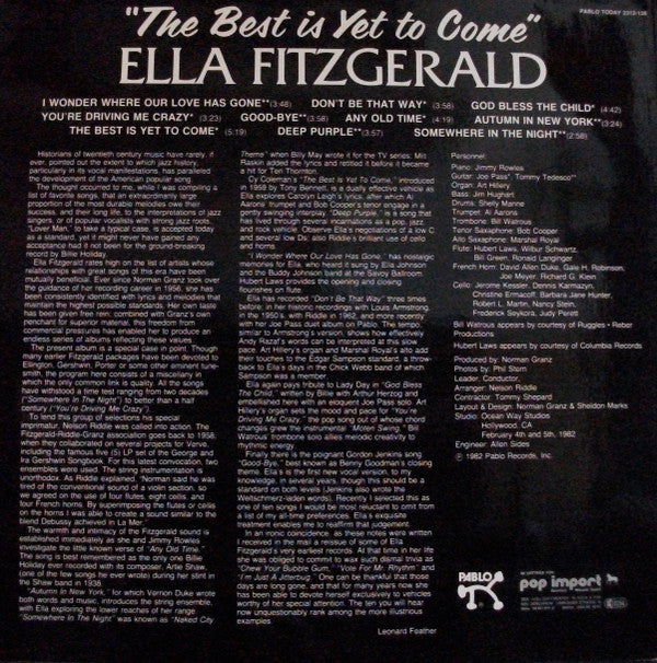Ella Fitzgerald : The Best Is Yet To Come (LP, Album)
