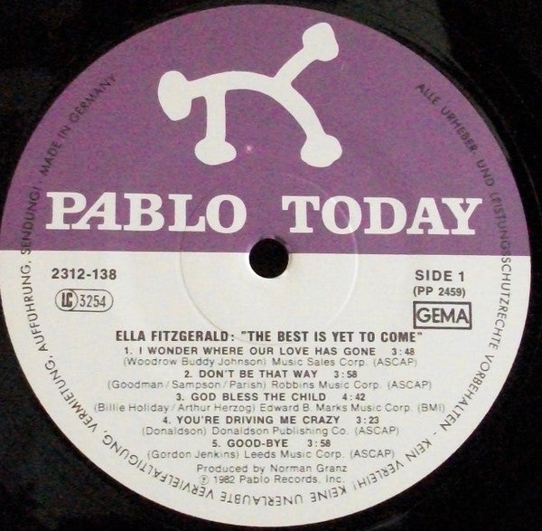 Ella Fitzgerald : The Best Is Yet To Come (LP, Album)