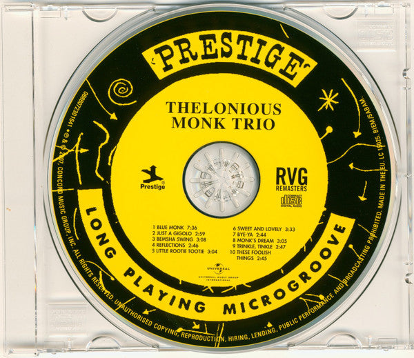 Thelonious Monk : Thelonious Monk Trio (CD, Comp, RE, RM)