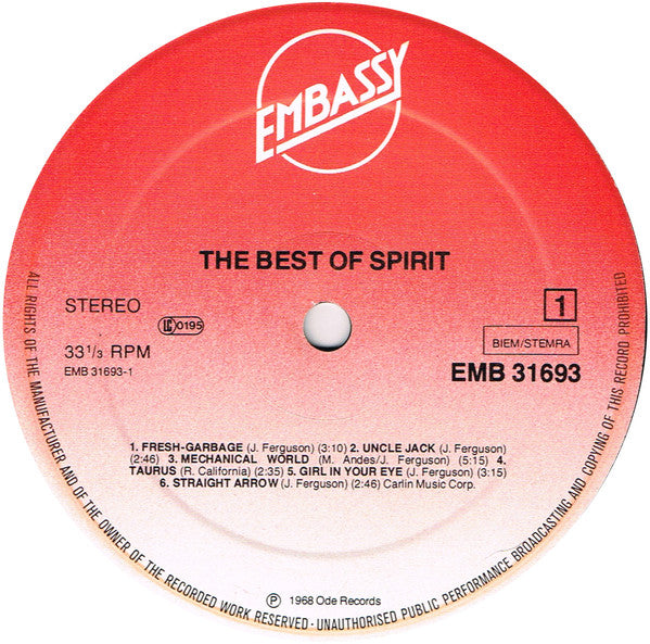 Spirit (8) : The Best Of Spirit (LP, Album, RE)