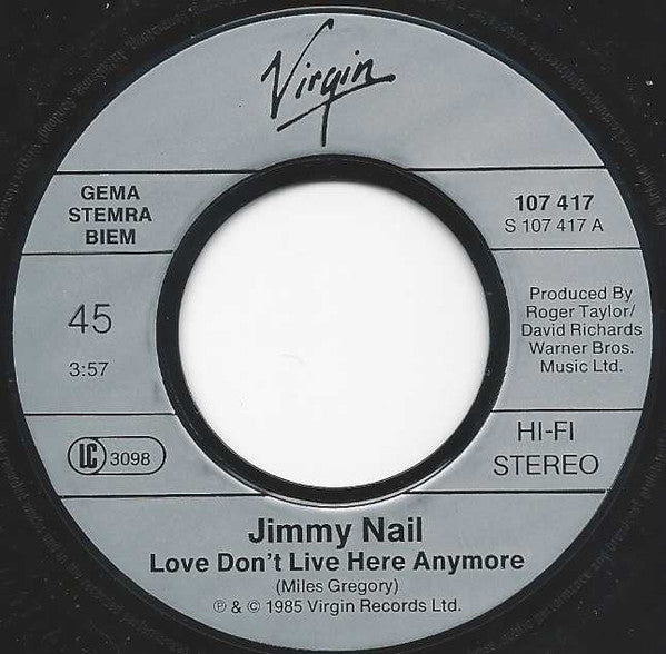 Jimmy Nail : Love Don't Live Here Anymore (7", Single, Club)