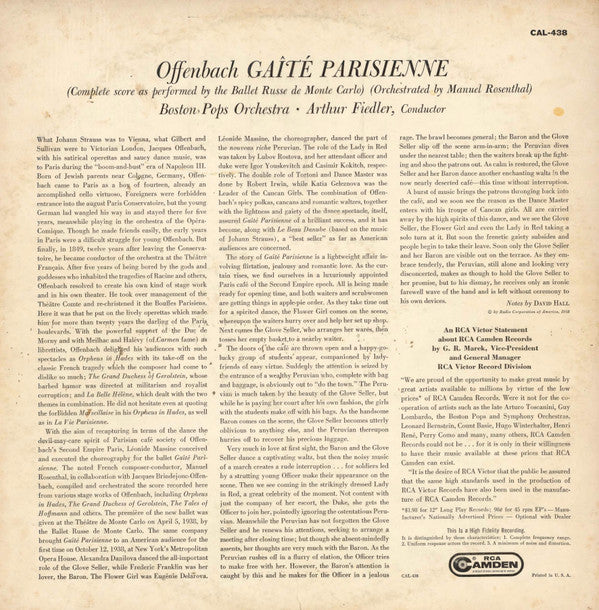 The Boston Pops Orchestra, Arthur Fiedler : Offenbach Gaite Parisienne (LP, Album, Mono, RE)
