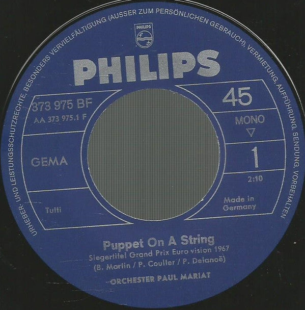 Paul Mauriat And His Orchestra : Puppet On A String / This Is My Song (7", Single, Mono)