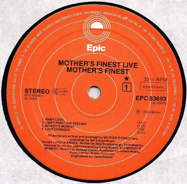 Mother's Finest : Mother's Finest Live (LP, Album)
