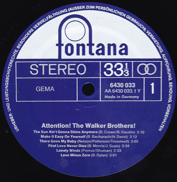 The Walker Brothers : Attention! The Walker Brothers!  (LP, Comp)