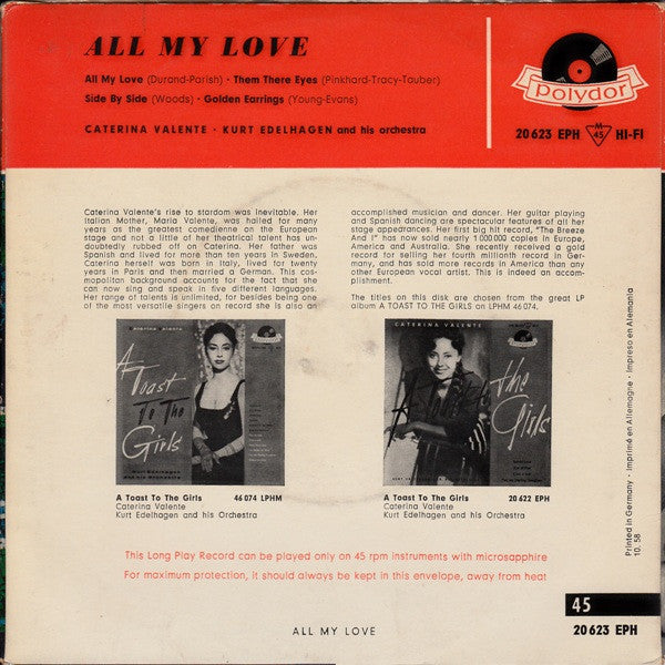 Caterina Valente : All My Love (7", EP)