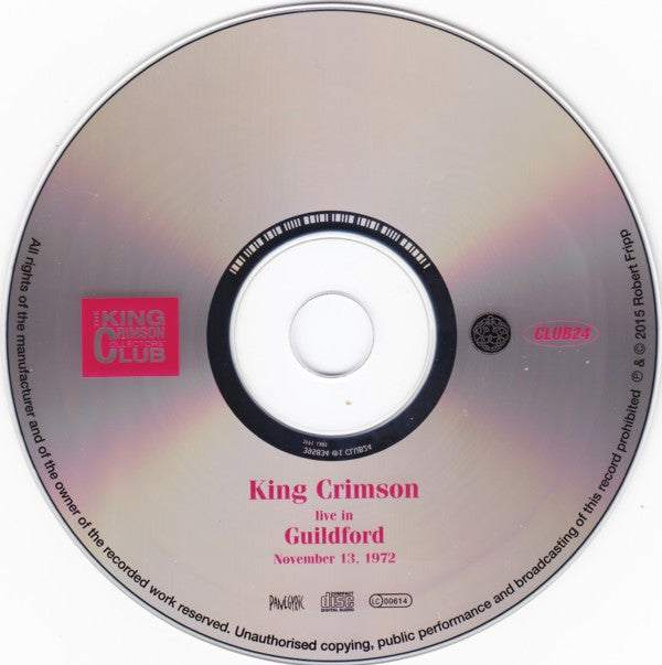 King Crimson : Live In Guildford (November 13, 1972) (CD, Album, Club, RE)